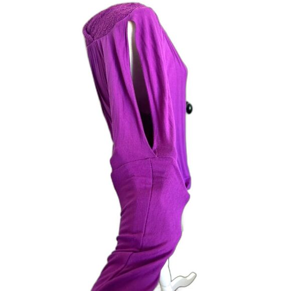 VINTAGE EXPRESS Cold Shoulder Fitted Waist Long Sleeve Blouse Purple Size XS - Picture 5 of 7
